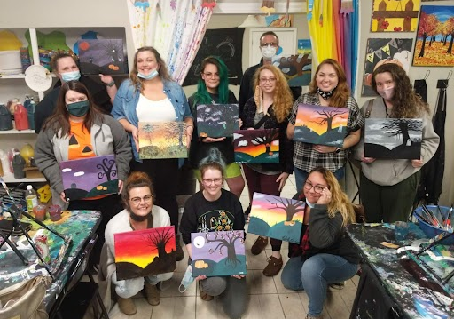 Rental Kharma team at a painting class